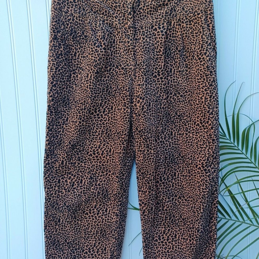 Anthropologie Kalea Corduroy Jogger Trouser Pants Size M Cheetah Brown Black - Picture 5 of 12